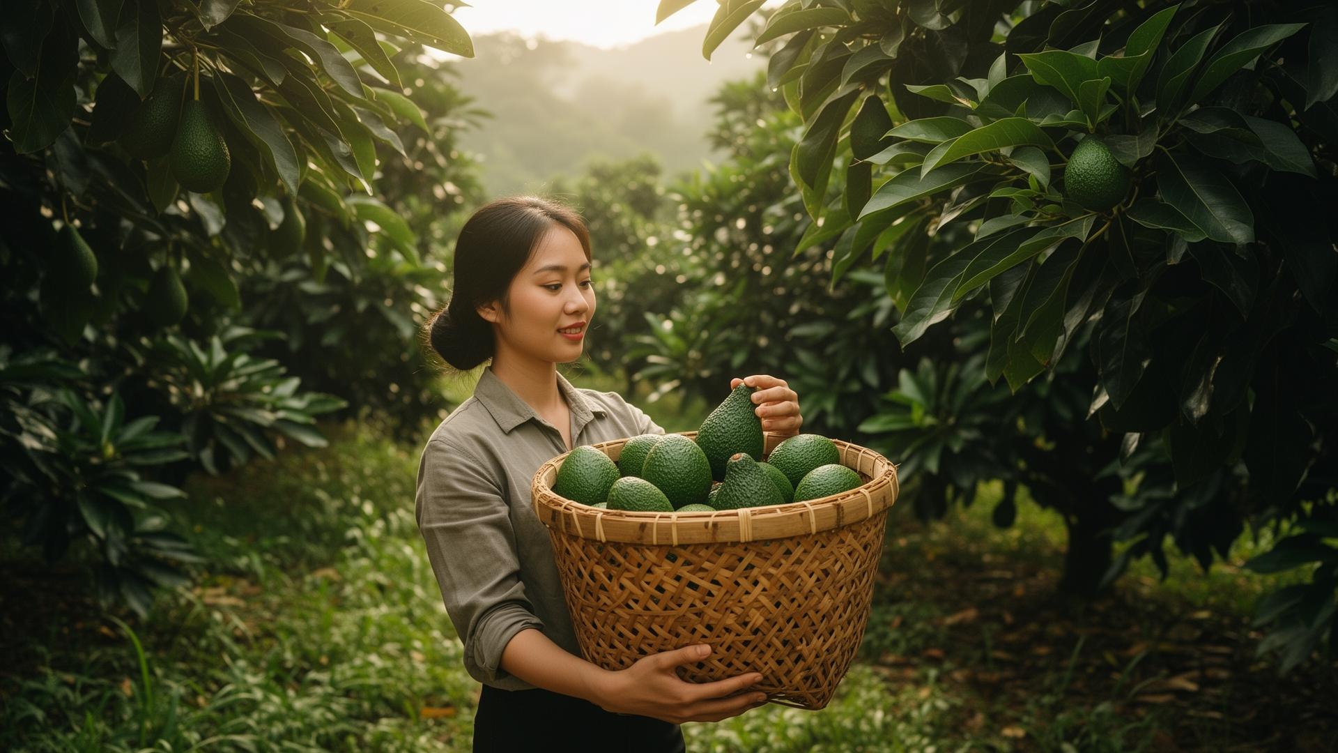 Thu hoạch bơ tại nông trại Tây Nguyên